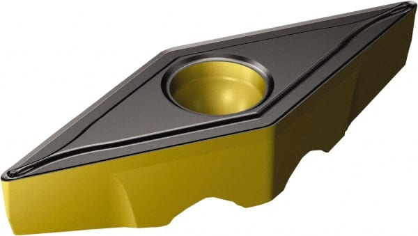 Sandvik Coromant - TRVB1308 F Grade 2220 Carbide Turning Insert - TiCN/AI2O3/TiN Finish, Diamond, 8mm Inscr Circle, 4.53mm Thick, 1/32" Corner Radius - Exact Tooling