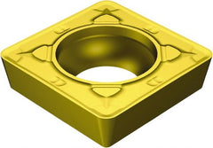 Sandvik Coromant - SCMT432 MR Grade 2025 Carbide Turning Insert - TiCN/Al2O3/TiN Finish, 90° Square, 1/2" Inscr Circle, 3/16" Thick, 1/32" Corner Radius - Exact Tooling