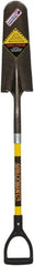 SEYMOUR-MIDWEST - 16" High x 5-1/2" Wide Round Steel Spade - 29" Long Fiberglass D-Grip Handle, Front Turned - Exact Tooling