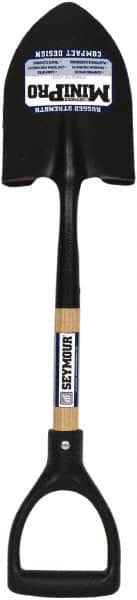 SEYMOUR-MIDWEST - 8" High x 6" Wide Round Steel Shovel - 27" Long Wood D-Grip Handle, Front Turned - Exact Tooling
