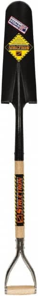 SEYMOUR-MIDWEST - 16" High x 8-7/8" Wide Round Steel Spade - 30" Long Wood D-Grip Handle, Front Turned - Exact Tooling