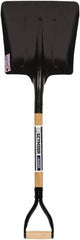 SEYMOUR-MIDWEST - 14-1/2" High x 13-1/2" Wide Square Steel Scoop - 29" Long Wood D-Grip Handle, No Step - Exact Tooling