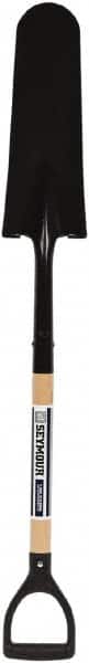 SEYMOUR-MIDWEST - 16" High x 6" Wide Round Steel Spade - 30" Long Wood D-Grip Handle, Front Turned - Exact Tooling