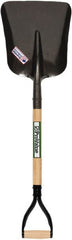 SEYMOUR-MIDWEST - 14" High x 11-1/4" Wide Square Steel Scoop - 26" Long Wood D-Grip Handle, No Step - Exact Tooling