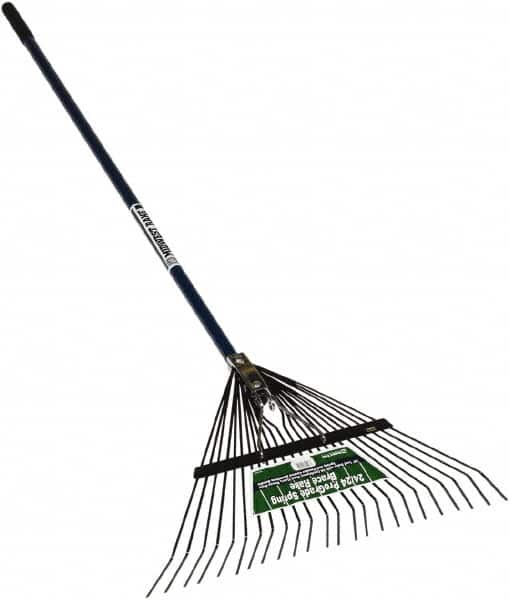 SEYMOUR-MIDWEST - Spring Brace Rake with 54" Straight Aluminum Handle - 1/2" Blade Width, 24 Tines, 13" Tine Length - Exact Tooling