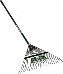 SEYMOUR-MIDWEST - Spring Brace Rake with 54" Straight Aluminum Handle - 1/2" Blade Width, 24 Tines, 13" Tine Length - Exact Tooling