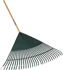 SEYMOUR-MIDWEST - Leaf Rake with 48" Straight Wood Handle - 1/2" Blade Width, 30 Tines, 21" Tine Length - Exact Tooling