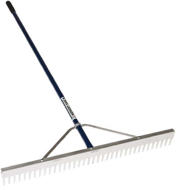SEYMOUR-MIDWEST - Landscape Rake with 66" Straight Aluminum Handle - 1/2" Blade Width, 24 Tines, 2-1/2" Tine Length - Exact Tooling