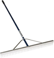 SEYMOUR-MIDWEST - Landscape Rake with 66" Straight Aluminum Handle - 1/2" Blade Width, 24 Tines, 2-1/2" Tine Length - Exact Tooling