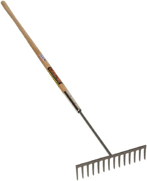 SEYMOUR-MIDWEST - Asphalt Rake with 60" Straight Wood Handle - 1/2" Blade Width, 14 Tines, 3-1/2" Tine Length - Exact Tooling