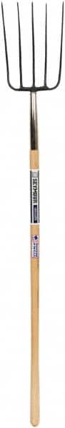 SEYMOUR-MIDWEST - Manure Fork with 54" Straight Wood Handle - 1/2" Blade Width, 5 Tines, 14" Tine Length - Exact Tooling