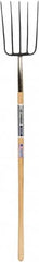SEYMOUR-MIDWEST - Manure Fork with 54" Straight Wood Handle - 1/2" Blade Width, 5 Tines, 14" Tine Length - Exact Tooling