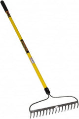 SEYMOUR-MIDWEST - Bow Rake with 60" Straight Fiberglass Handle - 1/2" Blade Width, 16 Tines, 3" Tine Length - Exact Tooling