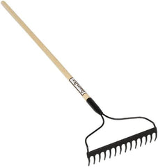 SEYMOUR-MIDWEST - Bow Rake with 48" Straight Wood Handle - 1/2" Blade Width, 14 Tines, 3-1/2" Tine Length - Exact Tooling