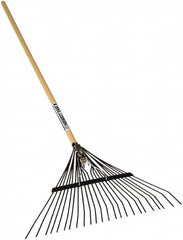 SEYMOUR-MIDWEST - Leaf Rake with 54" Straight Wood Handle - 1/2" Blade Width, 24 Tines, 10" Tine Length - Exact Tooling