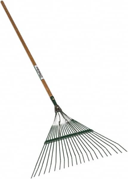 SEYMOUR-MIDWEST - Leaf Rake with 48" Straight Wood Handle - 1/2" Blade Width, 22 Tines, 16" Tine Length - Exact Tooling