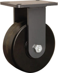 Hamilton - 8" Diam x 3" Wide x 10-1/2" OAH Top Plate Mount Rigid Caster - Phenolic, 3,000 Lb Capacity, Tapered Roller Bearing, 5-1/4 x 7-1/4" Plate - Exact Tooling