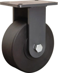 Hamilton - 10" Diam x 3" Wide x 12-1/2" OAH Top Plate Mount Rigid Caster - Nylon, 5,000 Lb Capacity, Precision Ball Bearing, 5-1/4 x 7-1/4" Plate - Exact Tooling