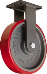 Hamilton - 12" Diam x 3" Wide x 15-1/2" OAH Top Plate Mount Rigid Caster - Polyurethane Mold onto Cast Iron Center, 4,200 Lb Capacity, Sealed Precision Ball Bearing, 5-1/4 x 7-1/4" Plate - Exact Tooling