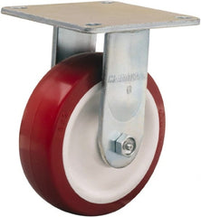Hamilton - 6" Diam x 2" Wide x 7-1/2" OAH Top Plate Mount Rigid Caster - Polyurethane Mold on Polypropylene, 900 Lb Capacity, Straight Roller Bearing, 5 x 5-1/2" Plate - Exact Tooling