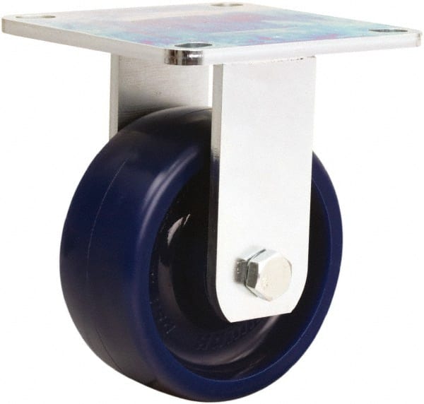 Hamilton - 5" Diam x 2" Wide x 6-1/2" OAH Top Plate Mount Rigid Caster - Polyurethane, 900 Lb Capacity, Sealed Precision Ball Bearing, 5 x 5-1/2" Plate - Exact Tooling
