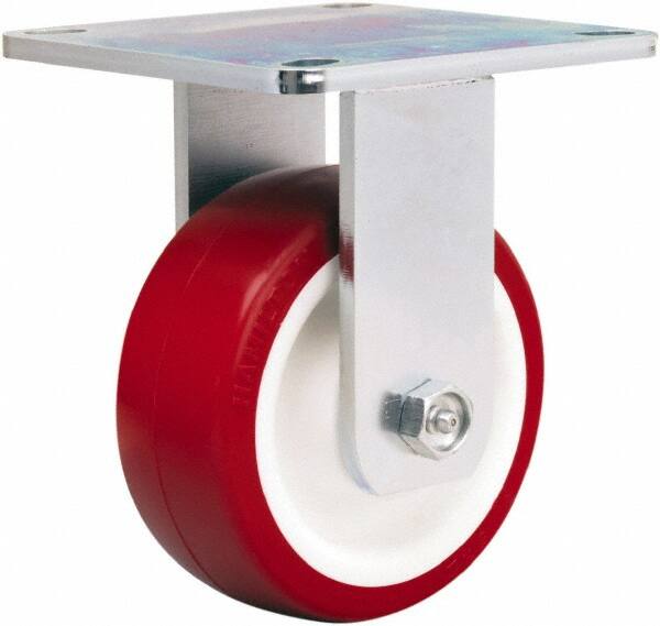 Hamilton - 5" Diam x 2" Wide x 6-1/2" OAH Top Plate Mount Rigid Caster - Polyurethane Mold on Polypropylene, 900 Lb Capacity, Straight Roller Bearing, 5 x 5-1/2" Plate - Exact Tooling