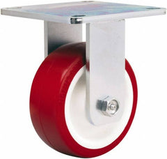 Hamilton - 5" Diam x 2" Wide x 6-1/2" OAH Top Plate Mount Rigid Caster - Polyurethane Mold on Polypropylene, 900 Lb Capacity, Straight Roller Bearing, 5 x 5-1/2" Plate - Exact Tooling