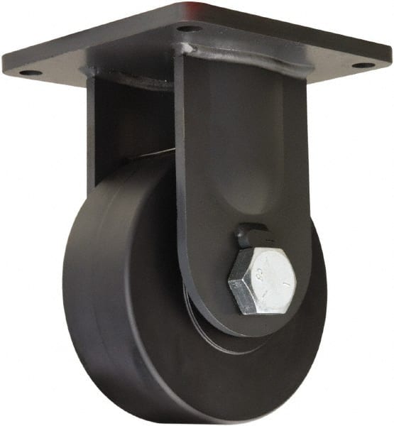 Hamilton - 8" Diam x 3" Wide x 11" OAH Top Plate Mount Rigid Caster - Nylon, 7,200 Lb Capacity, Precision Ball Bearing, 8-1/2 x 8-1/2" Plate - Exact Tooling