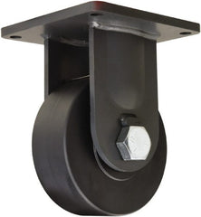 Hamilton - 8" Diam x 3" Wide x 11" OAH Top Plate Mount Rigid Caster - Nylon, 7,200 Lb Capacity, Precision Ball Bearing, 8-1/2 x 8-1/2" Plate - Exact Tooling