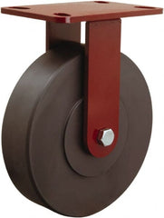 Hamilton - 8" Diam x 2" Wide x 9-3/4" OAH Top Plate Mount Rigid Caster - Nylon, 2,000 Lb Capacity, Sealed Precision Ball Bearing, 4-1/2 x 6-1/2" Plate - Exact Tooling
