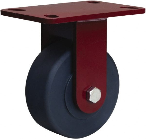 Hamilton - 5" Diam x 2" Wide x 6-1/2" OAH Top Plate Mount Rigid Caster - Nylon, 2,000 Lb Capacity, Sealed Precision Ball Bearing, 4 x 5" Plate - Exact Tooling