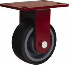 Hamilton - 5" Diam x 2" Wide x 6-3/4" OAH Top Plate Mount Rigid Caster - Polyurethane Mold onto Cast Iron Center, 1,360 Lb Capacity, Sealed Precision Ball Bearing, 4-1/2 x 6-1/2" Plate - Exact Tooling