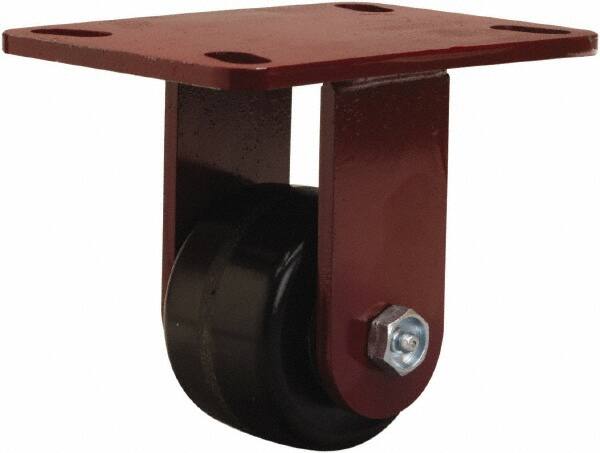 Hamilton - 3-1/4" Diam x 2" Wide x 5-1/4" OAH Top Plate Mount Rigid Caster - Phenolic, 700 Lb Capacity, Straight Roller Bearing, 4-1/2 x 6-1/2" Plate - Exact Tooling