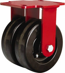 Hamilton - 6" Diam x 2" Wide x 7-3/4" OAH Top Plate Mount Rigid Caster - Phenolic, 2,400 Lb Capacity, Straight Roller Bearing, 4-1/2 x 6-1/2" Plate - Exact Tooling