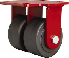 Hamilton - 4" Diam x 2" Wide x 5-5/8" OAH Top Plate Mount Dual Rigid Caster - Nylon, 2,500 Lb Capacity, Sealed Precision Ball Bearing, 4-1/2 x 6-1/2" Plate - Exact Tooling