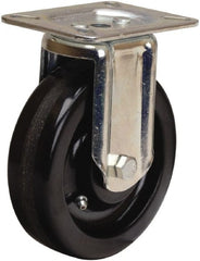 Hamilton - 5" Diam x 1-1/2" Wide x 6-1/16" OAH Top Plate Mount Rigid Caster - Phenolic, 400 Lb Capacity, Straight Roller Bearing, 3-1/8 x 4-1/8" Plate - Exact Tooling