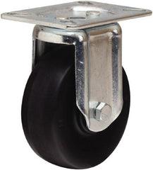 Hamilton - 4" Diam x 1-1/2" Wide x 5-1/16" OAH Top Plate Mount Rigid Caster - Hard Rubber, 300 Lb Capacity, Self-Lubricating Bearing, 3-1/8 x 4-1/8" Plate - Exact Tooling