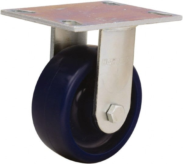 Hamilton - 5" Diam x 2" Wide x 6-1/2" OAH Top Plate Mount Rigid Caster - Polyurethane, 900 Lb Capacity, Sealed Precision Ball Bearing, 4-1/2 x 6-1/4" Plate - Exact Tooling