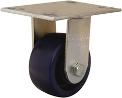Hamilton - 4" Diam x 2" Wide x 5-5/8" OAH Top Plate Mount Rigid Caster - Polyurethane, 750 Lb Capacity, Sealed Precision Ball Bearing, 4-1/2 x 6-1/4" Plate - Exact Tooling