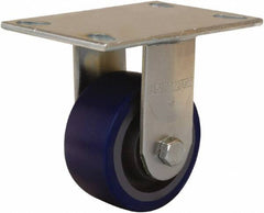 Hamilton - 4" Diam x 2" Wide x 5-5/8" OAH Top Plate Mount Rigid Caster - Polyurethane Mold onto Cast Iron Center, 600 Lb Capacity, Sealed Precision Ball Bearing, 4-1/2 x 6-1/4" Plate - Exact Tooling
