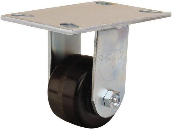 Hamilton - 3-1/4" Diam x 2" Wide x 5-1/4" OAH Top Plate Mount Rigid Caster - Phenolic, 700 Lb Capacity, Straight Roller Bearing, 4-1/2 x 6-1/4" Plate - Exact Tooling