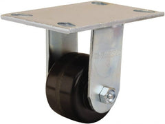 Hamilton - 3-1/4" Diam x 2" Wide x 5-1/4" OAH Top Plate Mount Rigid Caster - Phenolic, 700 Lb Capacity, Straight Roller Bearing, 4-1/2 x 6-1/4" Plate - Exact Tooling