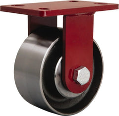 Hamilton - 6" Diam x 3" Wide x 7-1/2" OAH Top Plate Mount Rigid Caster - Forged Steel, 2,200 Lb Capacity, Tapered Roller Bearing, 5 x 7" Plate - Exact Tooling