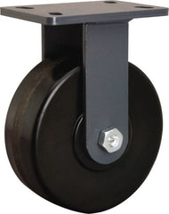 Hamilton - 8" Diam x 3" Wide x 10-1/4" OAH Top Plate Mount Rigid Caster - Phenolic, 2,400 Lb Capacity, Tapered Roller Bearing, 5 x 7" Plate - Exact Tooling