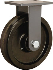 Hamilton - 10" Diam x 2-1/2" Wide x 12-1/16" OAH Top Plate Mount Rigid Caster - Phenolic, 2,400 Lb Capacity, Tapered Roller Bearing, 5 x 7" Plate - Exact Tooling