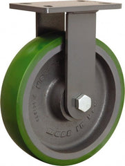 Hamilton - 10" Diam x 2-1/2" Wide x 12-1/16" OAH Top Plate Mount Rigid Caster - Polyurethane Mold onto Cast Iron Center, 2,400 Lb Capacity, Sealed Precision Ball Bearing, 5 x 7" Plate - Exact Tooling