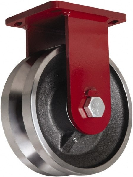 Hamilton - 10" Diam x 3" Wide, Iron Rigid Caster - 4,500 Lb Capacity, Top Plate Mount, 6-1/2" x 7-1/2" Plate, Tapered Roller Bearing - Exact Tooling