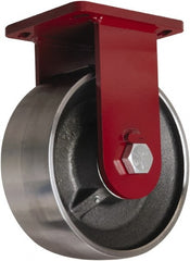 Hamilton - 12" Diam x 4" Wide x 15-1/2" OAH Top Plate Mount Rigid Caster - Forged Steel, 10,000 Lb Capacity, Tapered Roller Bearing, 6-1/2 x 7-1/2" Plate - Exact Tooling