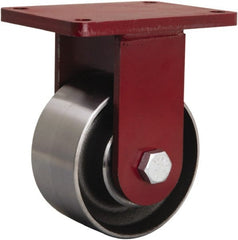Hamilton - 6" Diam x 3" Wide x 8-1/2" OAH Top Plate Mount Rigid Caster - Forged Steel, 4,000 Lb Capacity, Tapered Roller Bearing, 5-1/2 x 7-1/2" Plate - Exact Tooling