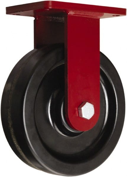 Hamilton - 10" Diam x 3" Wide x 12-1/2" OAH Top Plate Mount Rigid Caster - Phenolic, 2,900 Lb Capacity, Tapered Roller Bearing, 5-1/2 x 7-1/2" Plate - Exact Tooling